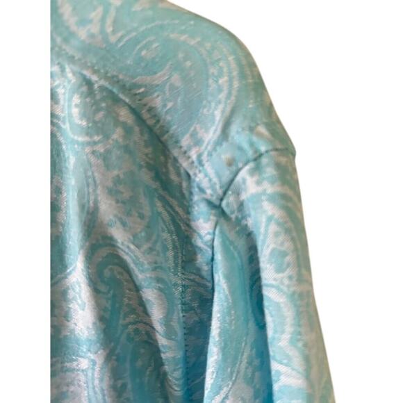 Robert Graham Classic Fit Long Sleeve Shirt Blue Paisley XL Linen Cotton - Picture 11 of 11